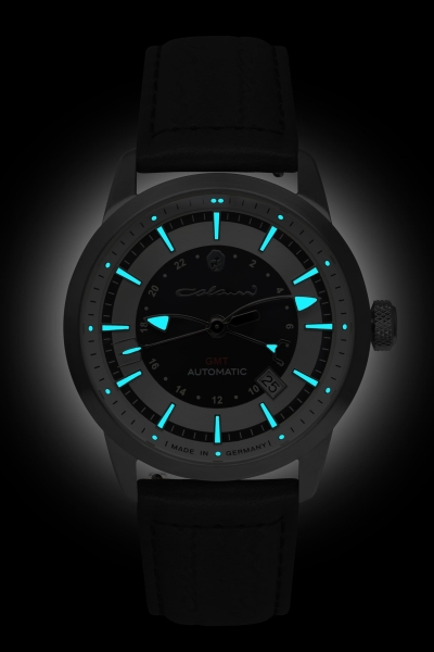 UMF Ruhla Herrenuhr Colani Automatik GMT Saphirglas Schwarz Limited 1364-2