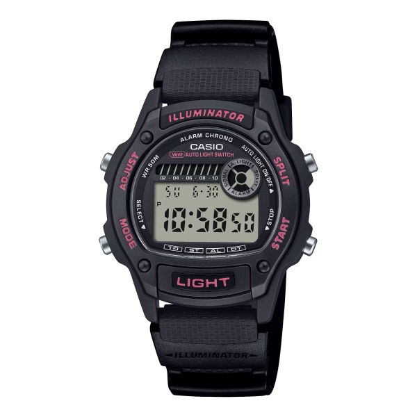 Casio Uhr Kinder Jugend Digital Alarm Licht Stopp 5 BAR W-220H-1A2VEF