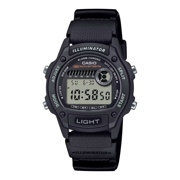 Casio Uhr Kinder Jugend Digital Alarm Licht Stopp 5 BAR Schwarz W-220H-1AVEF