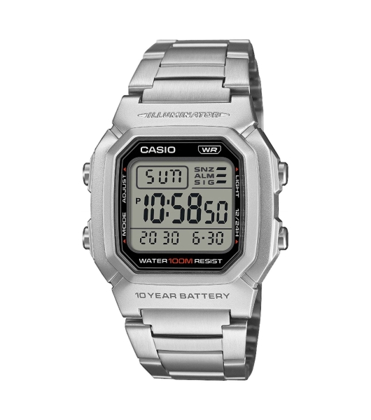 Casio Herrenuhr Digital Licht Edelstahlband 10BAR W-800HD-1AVEF