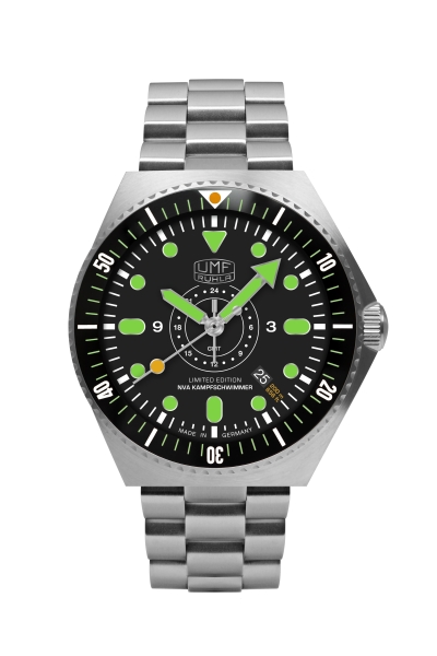 UMF Ruhla Herrenuhr Automatik GMT Schwarz 46mm Limited 1932M-2