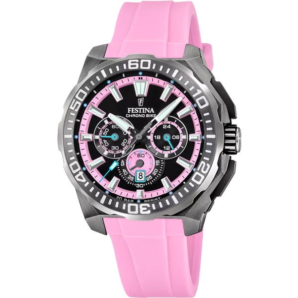 Festina Chrono Bike 2025 Herrenuhr Datum Pink 20BAR 46mm F20725/2