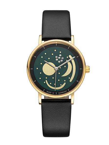 UMR Ruhla Damenuhr Himmelsscheibe von Nebra Leder 32mm Goldfarben 20736