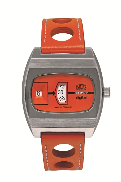 UMF Ruhla Herrenuhr Automatik Scheibenuhr Limited Orange 1434-4