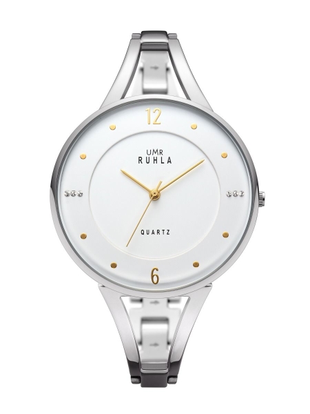 UMR Ruhla Damenuhr Halbspange Quarz Bicolor 44mm Groß 21117