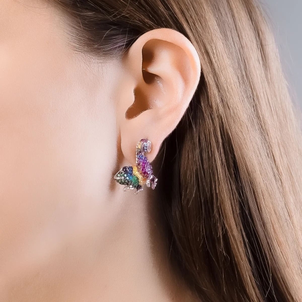 Seinerzeit Ohrringe Ohrstecker Chamäleon Theo 925 Silber SZA-2990-173