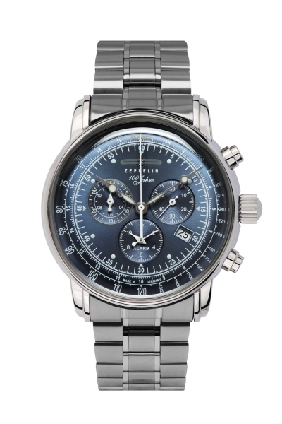 Zeppelin Herrenuhr 100 Jahre Chronograph Datum Blau 42mm 7680MB-3