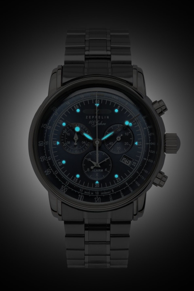 Zeppelin Herrenuhr 100 Jahre Chronograph Datum Blau 42mm 7680MB-3