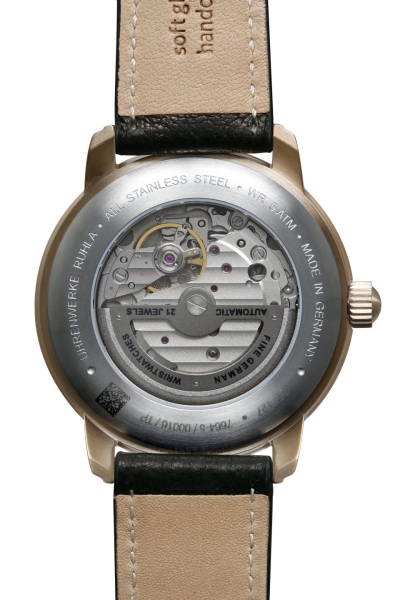 Zeppelin Herrenuhr Automatik Offene Unruh Rosé Leder Schwarz 7664-5