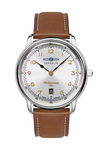 Zeppelin Herrenuhr Méditerranée Quarz Datum Leder Braun 9640-1