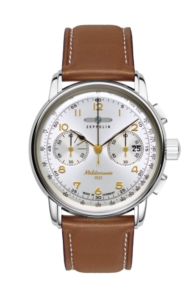 Zeppelin Herrenuhr Méditerranée Chronograph Leder Braun 42mm 9670-1