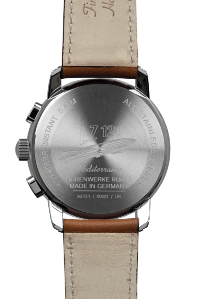 Zeppelin Herrenuhr Méditerranée Chronograph Leder Braun 42mm 9670-1