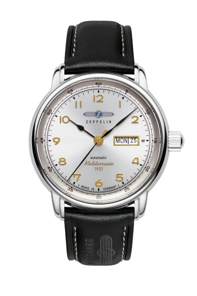 Zeppelin Herrenuhr Méditerranée Automatik Tag Datum Leder Schwarz 9664-1