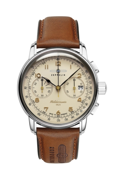 Zeppelin Herrenuhr Méditerranée Chronograph Leder Braun 9670-5
